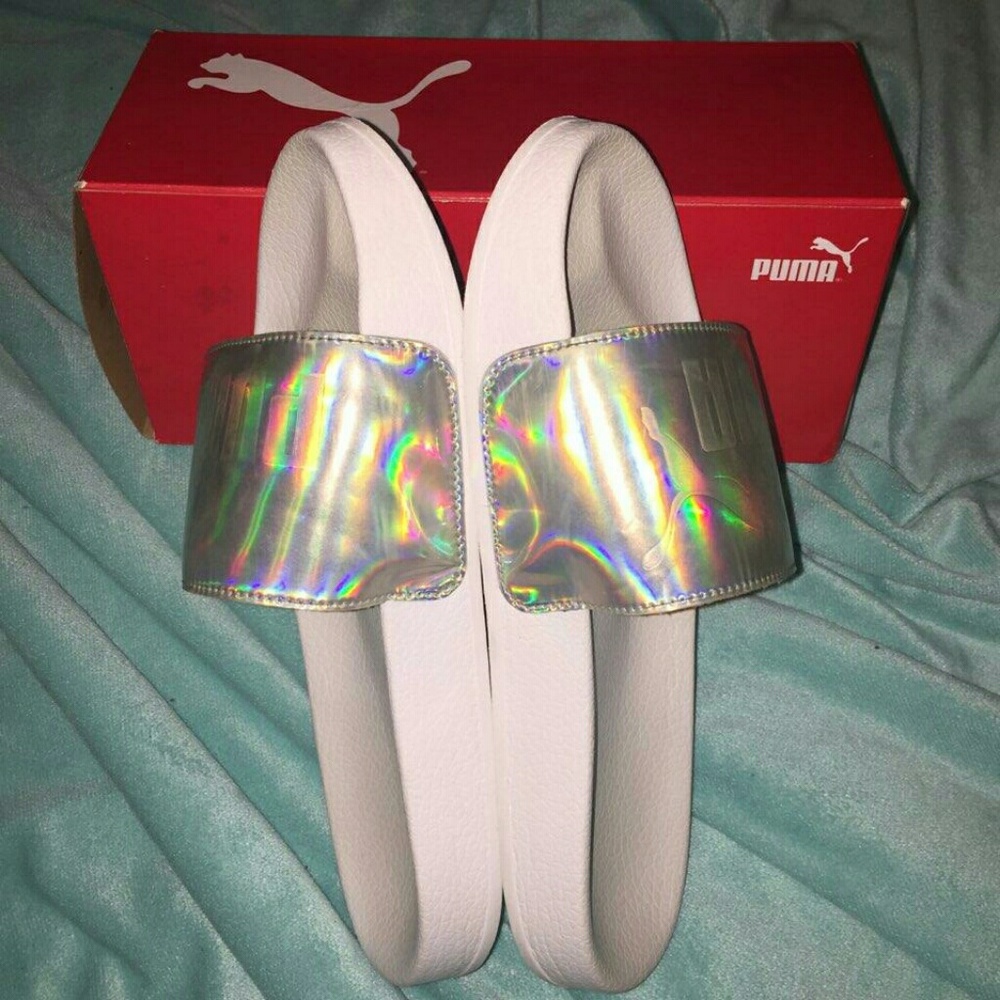 Metallic Puma slides